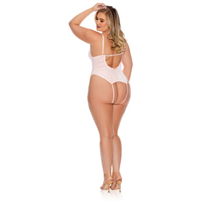 Barely Bare Crotchless Mesh Teddy Peach Q/s