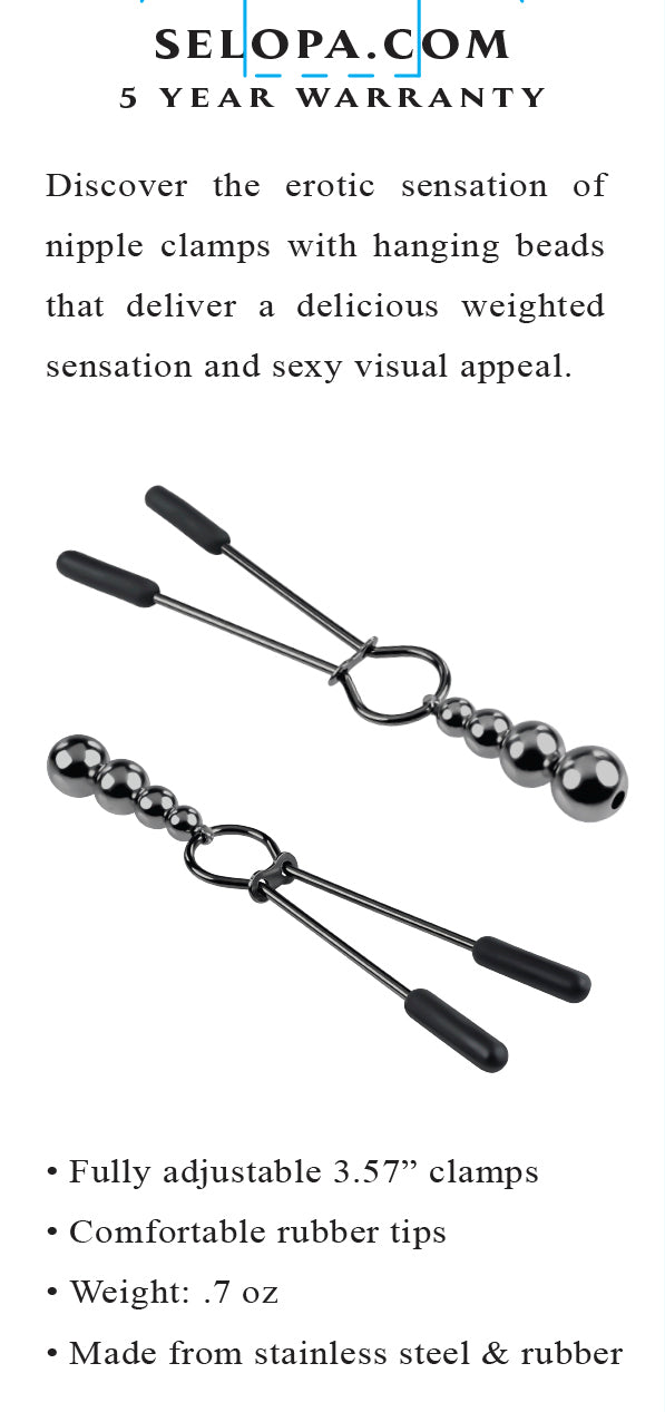 Selopa Beaded Nipple Clamps Black Chrome