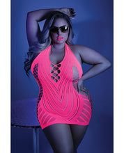 Load image into Gallery viewer, Glow Shock Value Halter Dress Neon Pink Q/s
