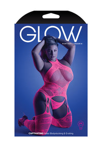 Glow Captivating Bodystocking Set Neon Pink Q/s(out Apr)