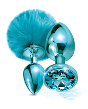 Load image into Gallery viewer, Nixie Metal Butt Plug Set Pom Pom &amp; Jewel Blue Metallic
