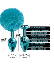 Load image into Gallery viewer, Nixie Metal Butt Plug Set Pom Pom &amp; Jewel Blue Metallic
