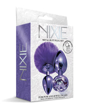 Load image into Gallery viewer, Nixie Metal Butt Plug Set Pom Pom &amp; Jewel Purple Metallic
