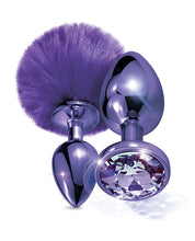 Load image into Gallery viewer, Nixie Metal Butt Plug Set Pom Pom &amp; Jewel Purple Metallic
