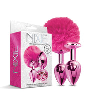 Load image into Gallery viewer, Nixie Metal Butt Plug Set Pom Pom &amp; Jewel Pink Metallic
