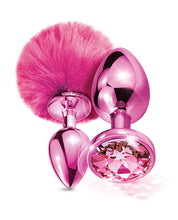 Load image into Gallery viewer, Nixie Metal Butt Plug Set Pom Pom &amp; Jewel Pink Metallic
