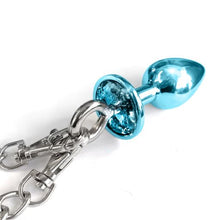 Load image into Gallery viewer, Nixie Metal Plug &amp; Furry Cuff Set Blue Metallic
