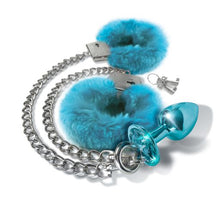 Load image into Gallery viewer, Nixie Metal Plug &amp; Furry Cuff Set Blue Metallic
