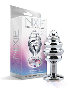 Nixie Honey Dipper Large Ribbed Stainless Steel Plug