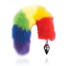 Load image into Gallery viewer, Rainbow Foxy Tail W/stainless Steel Butt Plug
