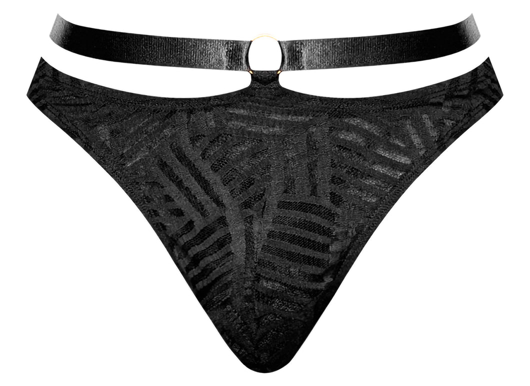 Rude Awakening Strap Thong Black L/xl