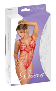 Seamless Open Crotch Teddy Red O/s