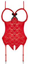 Load image into Gallery viewer, Cupless Crotchless Teddy Red S/m (luv Lace)
