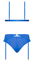 Load image into Gallery viewer, Sassy Bra Garter &amp; Rouched Panty Cobalt 2xl
