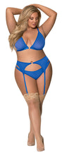 Load image into Gallery viewer, Sassy Bra Garter &amp; Rouched Panty Cobalt 2xl
