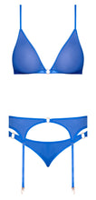 Load image into Gallery viewer, Sassy Bra Garter &amp; Rouched Panty Cobalt 2xl
