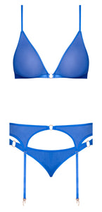 Sassy Bra Garter & Rouched Panty Cobalt 2xl