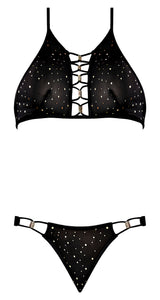 Glitz & Glam Halter Bralette & Panty Black S/m