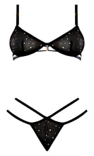 Load image into Gallery viewer, Glitz &amp; Glam Bra &amp; Thong Set Black L/xl
