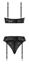 Load image into Gallery viewer, Ooh La Lace Demi Bra Garter &amp; Tanga Black S/m
