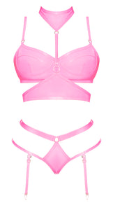 Club Candy Bra Harness & Panty Pink L/xl