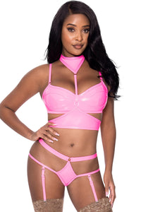 Club Candy Bra Harness & Panty Pink L/xl