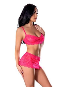 Get It Girl Bra Skirt & Thong Set Pink L/xl