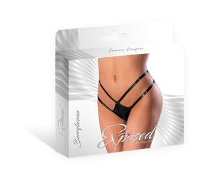 Liquid Onyx Crotchless Panty Black L/xl