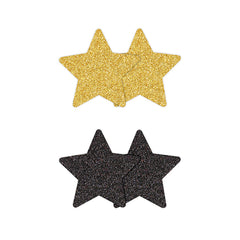 Pretty Pasties Glitter Stars Black/gold 2 Pair