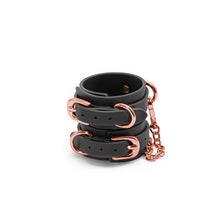 Load image into Gallery viewer, Bondage Couture Wrist Cuffs Black W/ Rose Gold
