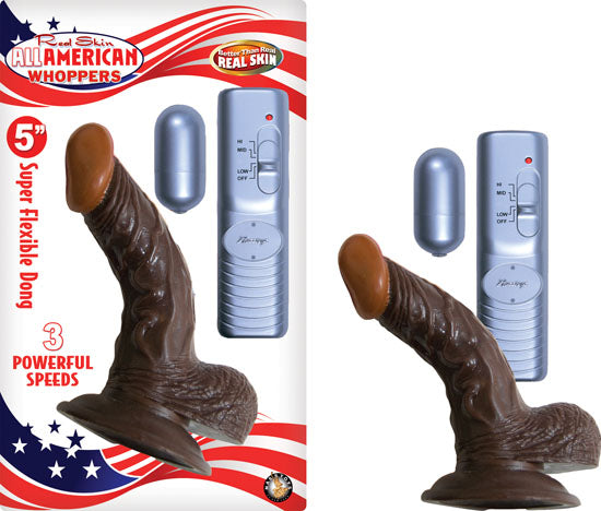 Afro American Whopper 5in Vibrating Brown