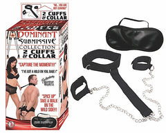 Dominant Submissive 2 Cuffs & Collar Black