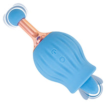 Load image into Gallery viewer, Clit-tastic Rose Bud Dual Massager Blue
