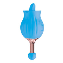 Load image into Gallery viewer, Clit-tastic Rose Bud Dual Massager Blue
