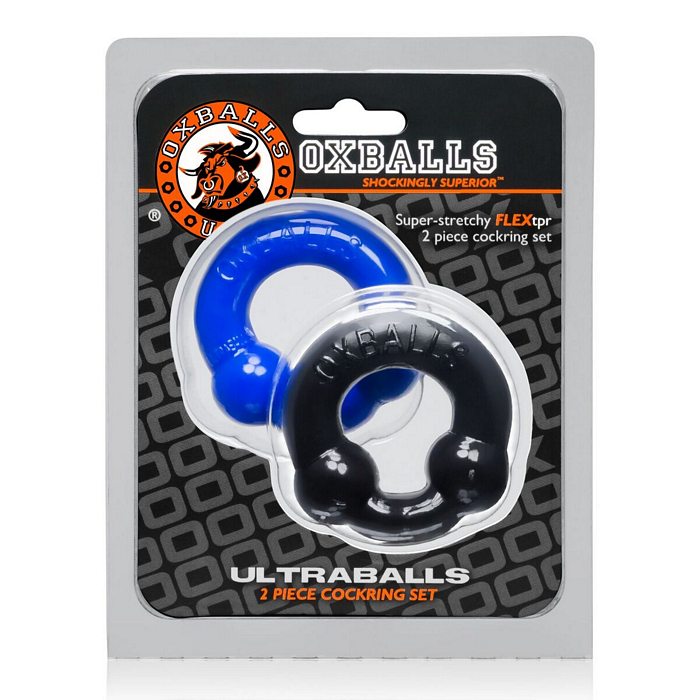 Ultraballs 2 Pk Cockring Black /police Blue