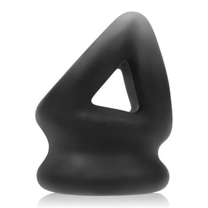 Tri Squeeze Cocksling Ball Stretcher Oxballs Silicone Tpr Blend Black Ice