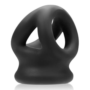 Tri Squeeze Cocksling Ball Stretcher Oxballs Silicone Tpr Blend Black Ice