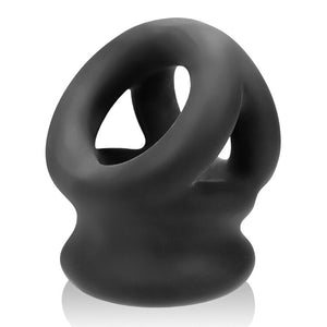 Tri Squeeze Cocksling Ball Stretcher Oxballs Silicone Tpr Blend Black Ice