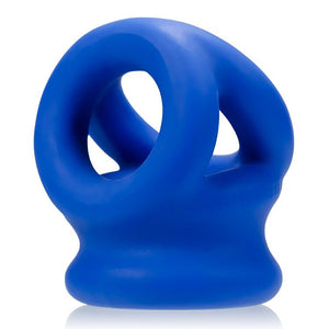 Tri Squeeze Cocksling Ball Stretcher Oxballs Silicone Tpr Blend Cobalt Ice