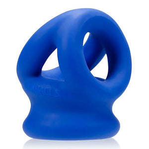 Tri Squeeze Cocksling Ball Stretcher Oxballs Silicone Tpr Blend Cobalt Ice