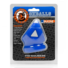 Load image into Gallery viewer, Tri Squeeze Cocksling Ball Stretcher Oxballs Silicone Tpr Blend Cobalt Ice
