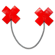 Load image into Gallery viewer, Pastease Faux Latex Red Plus X W/ Chunky Silver Chain
