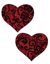 Load image into Gallery viewer, Pastease Red Glitter Heart W/ Black Lace Overlay
