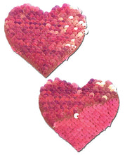 Load image into Gallery viewer, Pastease Hot Pink &amp; Matte Pink Color Changing Sequin Hearts Pasties
