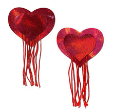 Load image into Gallery viewer, Pastease Red Holographic Heart W/ Tassel Fringe
