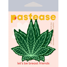 Load image into Gallery viewer, Pastease Indica Pot Leaf Glitter Green Weed Nipple Pasties
