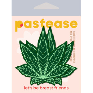 Pastease Indica Pot Leaf Glitter Green Weed Nipple Pasties