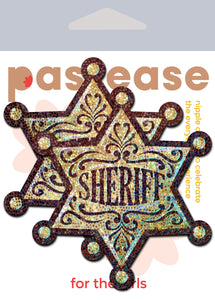 Pastease Sheriff Badge Gold Glitter