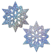 Load image into Gallery viewer, Silver Glitter Snowflakes Nipple Pasties
