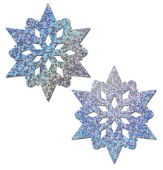 Silver Glitter Snowflakes Nipple Pasties